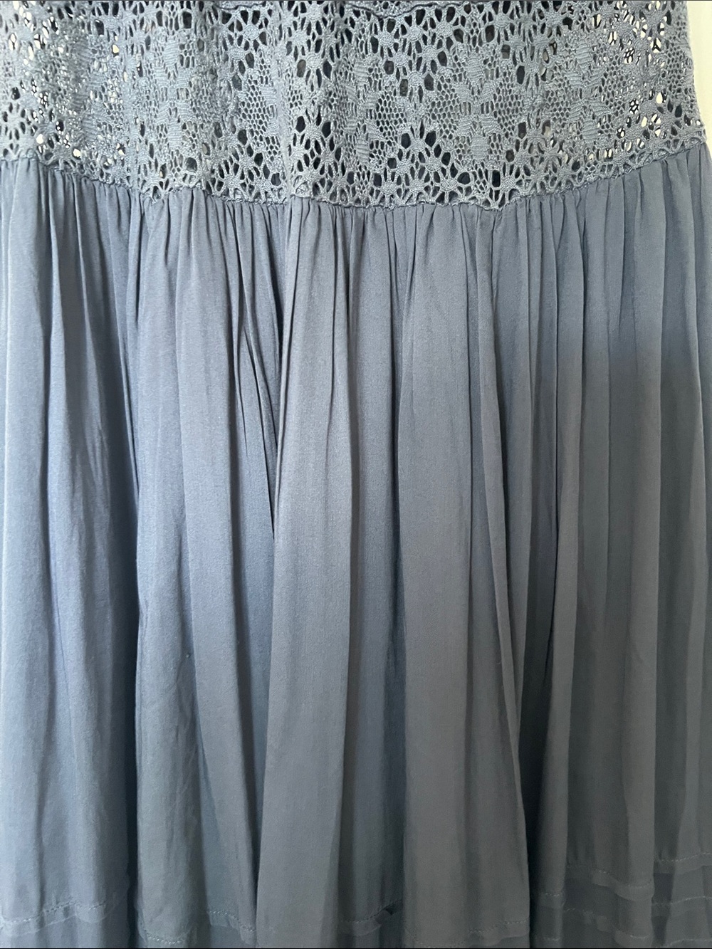 NWT Lucky Brand Nightshadow Navy Blue Eyelet-Trim Maxi Dress - Picture 10 of 11